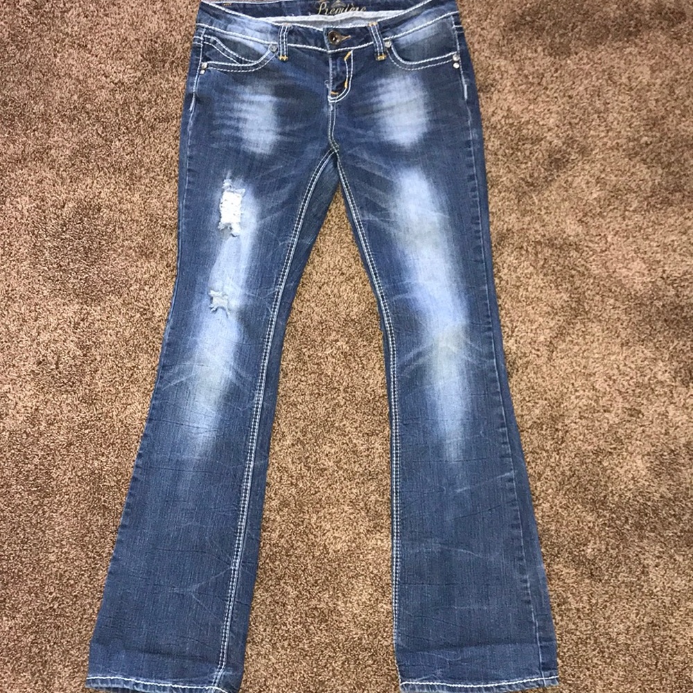 Distressed Boot-Cut Premier Jeans